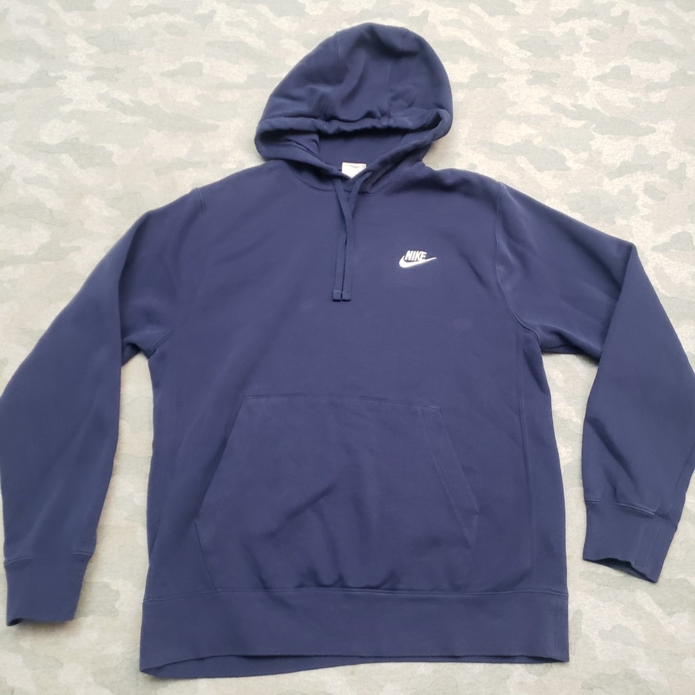 Nike Sweatshirt Mens Medium Blue Pullover Hooded‎ Pockets Long Sleeve Activewear